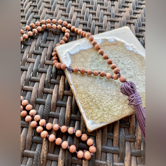 Iolite- the Compass stone is the marker bead in a 108 bead hand knotted mala - Picture 2 of 3